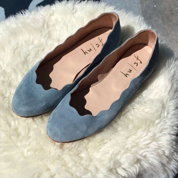 French Sole New York-FSNY-Jigsaw Blue Suede Flats Leather Size 8B Made in Spain - Picture 8 of 12